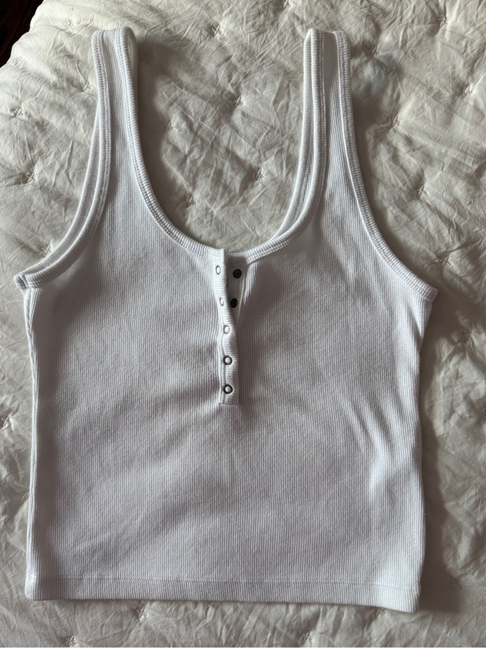 White Ribbed Tank Top